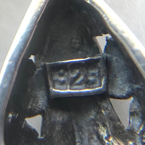 Sterling Silver 925 1" Scrollwork Dot Teardrop Pierced Dangle Drop Earrings - Picture 9 of 16